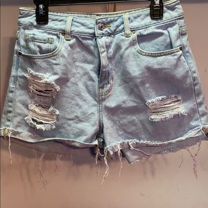Women’s Light Wash Distressed Mom Shorts
